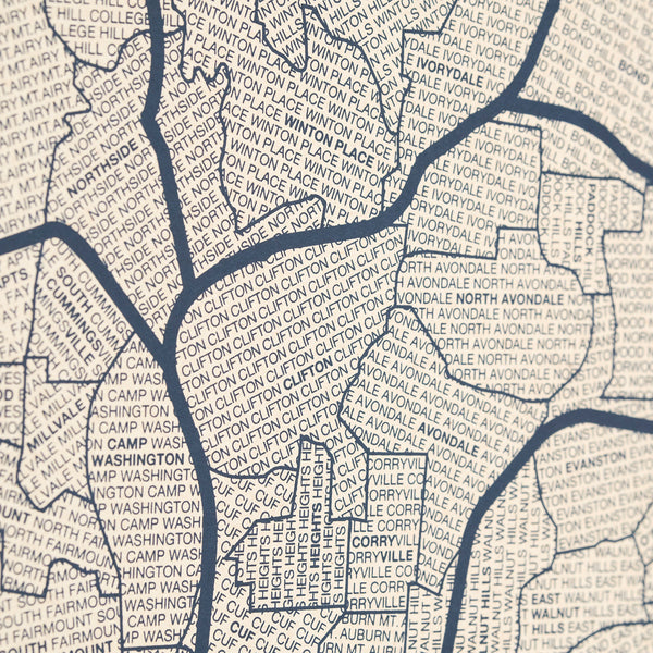 Cincinnati Neighborhood Map Poster, Cincinnati City Map Art Print