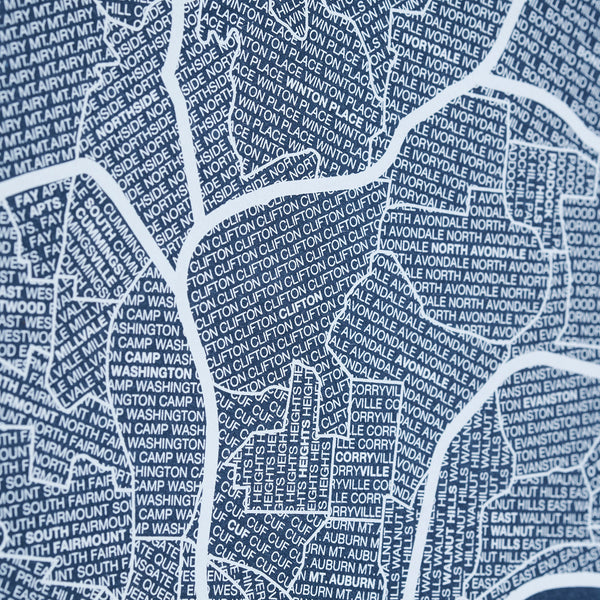 Cincinnati Neighborhood Map Poster, Cincinnati City Map Art Print