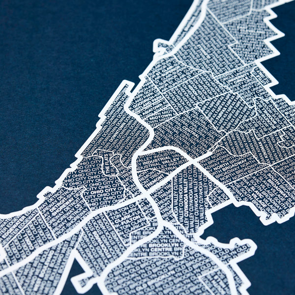 Cleveland Neighborhood Map Poster, Cleveland City Map Art Print