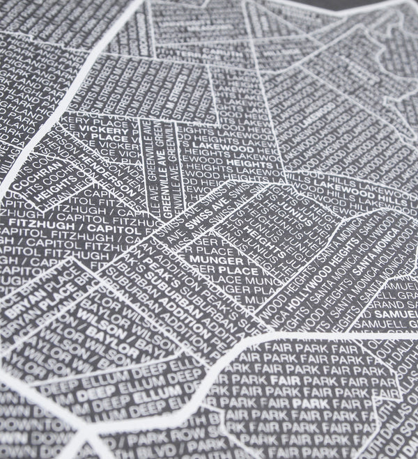 Dallas Neighborhood Map Poster, Dallas City Map Art Print