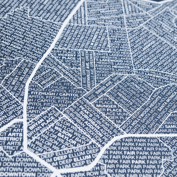 Dallas Neighborhood Map Poster, Dallas City Map Art Print