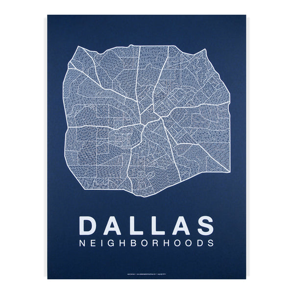 Dallas Neighborhood Map Poster, Dallas City Map Art Print