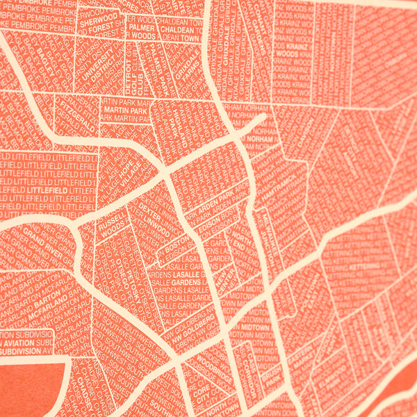 Detroit Neighborhood Map Poster, Detroit City Map Art Print