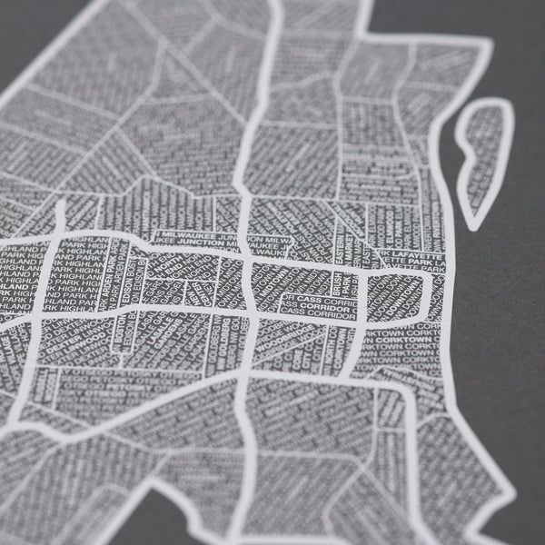 Detroit Neighborhood Map Poster, Detroit City Map Art Print