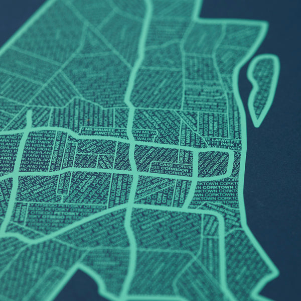 Detroit Neighborhood Map Poster, Detroit City Map Art Print