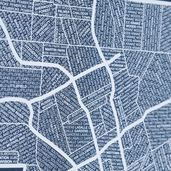 Detroit Neighborhood Map Poster, Detroit City Map Art Print