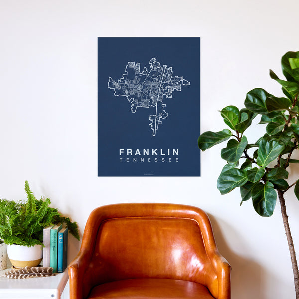 Franklin Neighborhood Map Poster, Franklin City Map Art Print