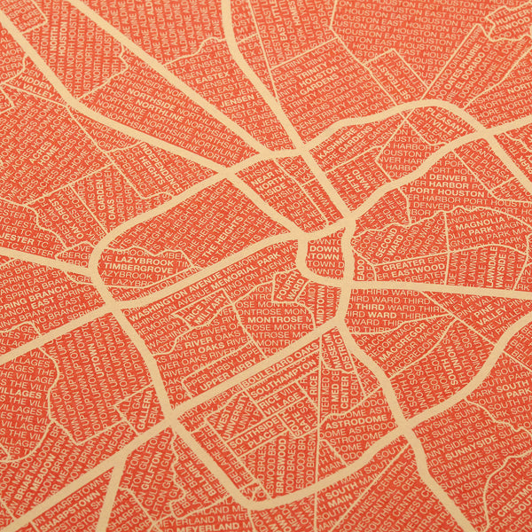 Houston Neighborhood Map Poster, Houston City Map Art Print