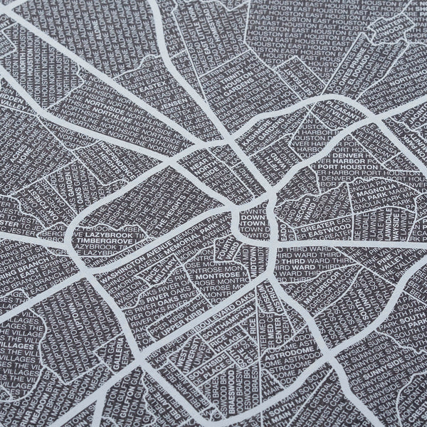 Houston Neighborhood Map Poster, Houston City Map Art Print