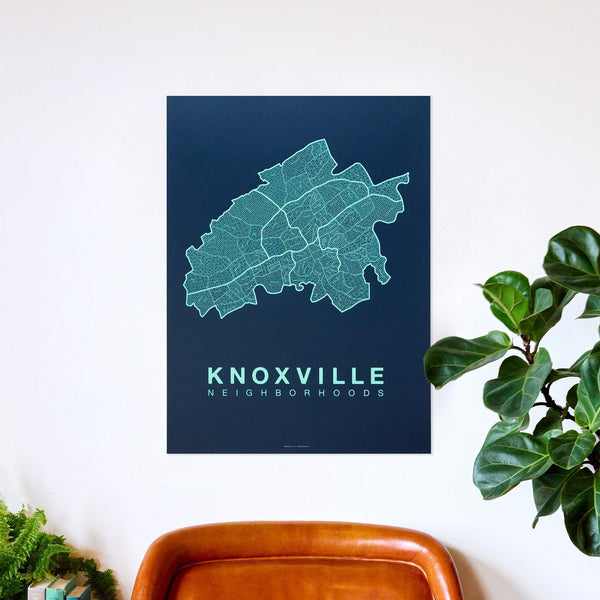 Knoxville Neighborhood Map Poster, Knoxville City Map Art Print