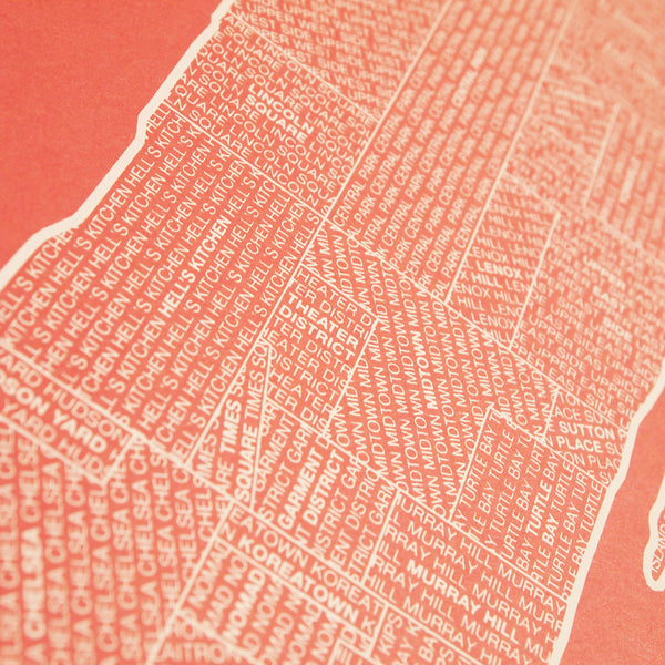 Manhattan Neighborhood Map Poster, Manhattan City Map Art Print