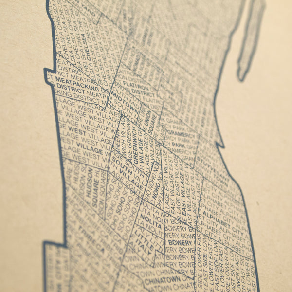 Manhattan Neighborhood Map Poster, Manhattan City Map Art Print