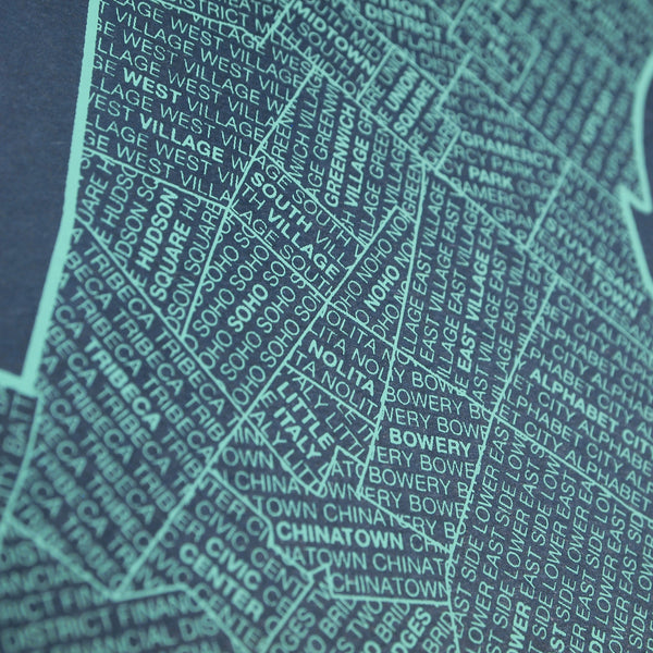 Manhattan Neighborhood Map Poster, Manhattan City Map Art Print