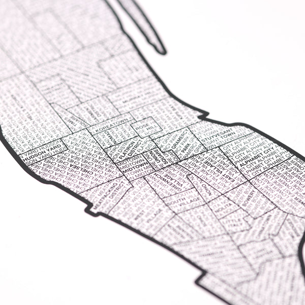 Manhattan Neighborhood Map Poster, Manhattan City Map Art Print