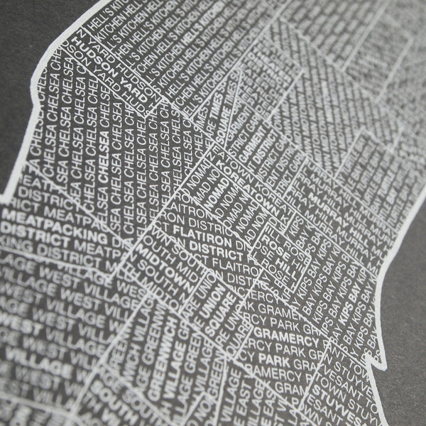 Manhattan Neighborhood Map Poster, Manhattan City Map Art Print