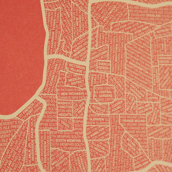 Memphis Neighborhood Map Poster, Memphis City Map Art Print