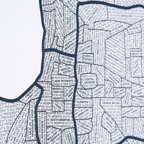 Memphis Neighborhood Map Poster, Memphis City Map Art Print