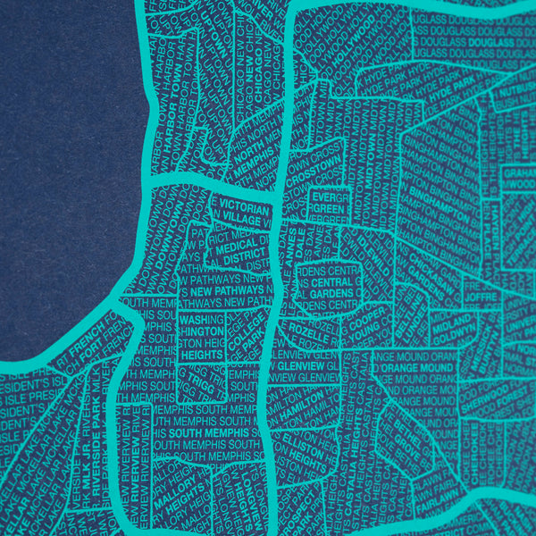 Memphis Neighborhood Map Poster, Memphis City Map Art Print