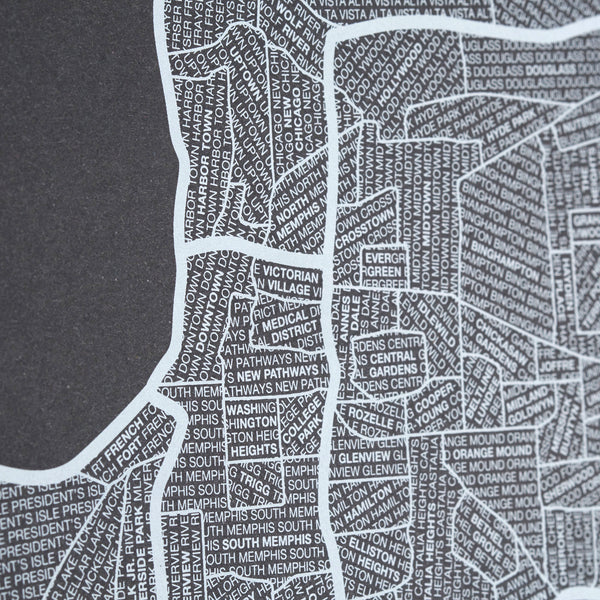 Memphis Neighborhood Map Poster, Memphis City Map Art Print