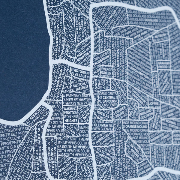 Memphis Neighborhood Map Poster, Memphis City Map Art Print