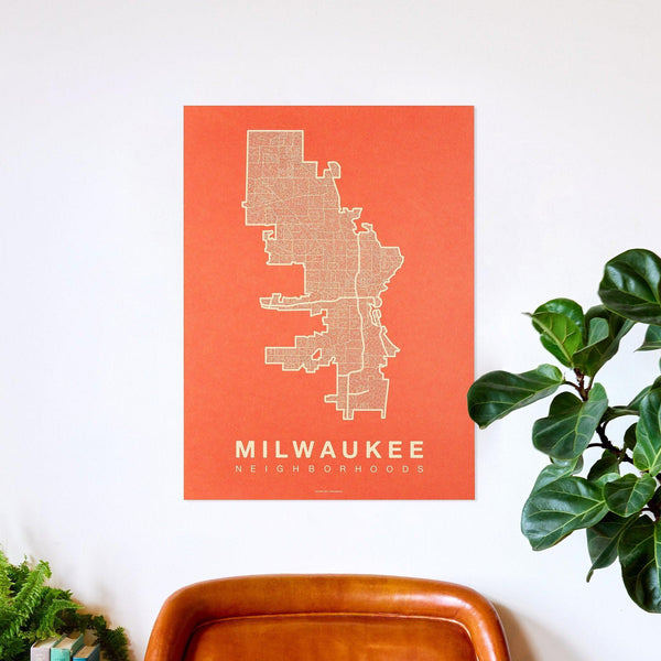 Milwaukee Neighborhood Map Poster, Milwaukee City Map Art Print