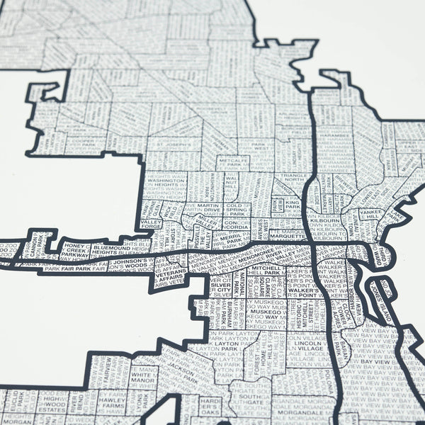 Milwaukee Neighborhood Map Poster, Milwaukee City Map Art Print