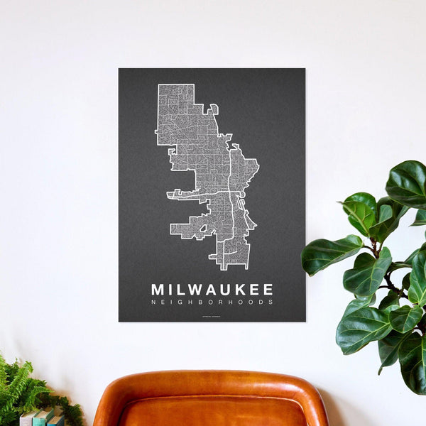 Milwaukee Neighborhood Map Poster, Milwaukee City Map Art Print