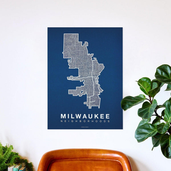 Milwaukee Neighborhood Map Poster, Milwaukee City Map Art Print