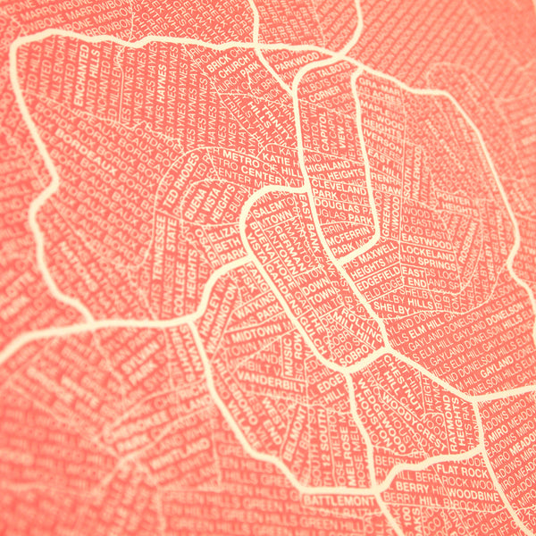 Nashville Neighborhood Map Poster, Nashville City Map Art Print
