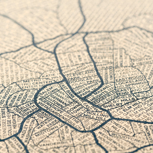 Nashville Neighborhood Map Poster, Nashville City Map Art Print