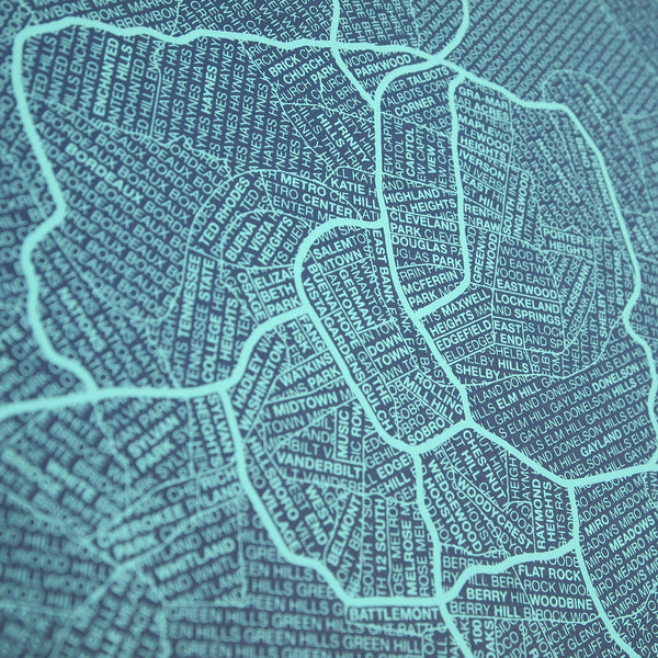Nashville Neighborhood Map Poster, Nashville City Map Art Print