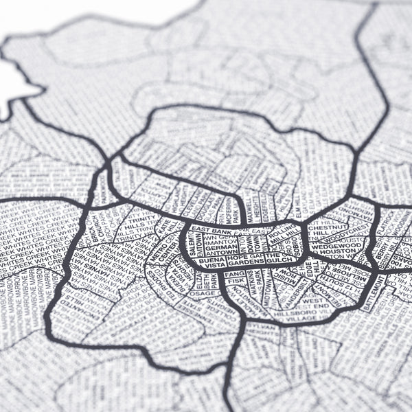 Nashville Neighborhood Map Poster, Nashville City Map Art Print