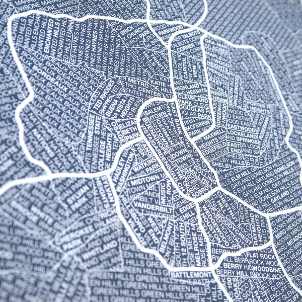Nashville Neighborhood Map Poster, Nashville City Map Art Print