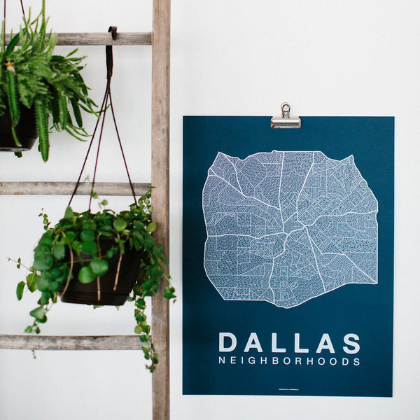 Dallas Neighborhood Map Poster, Dallas City Map Art Print