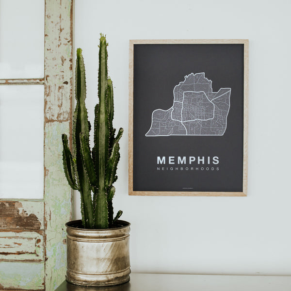 Memphis Neighborhood Map Poster, Memphis City Map Art Print