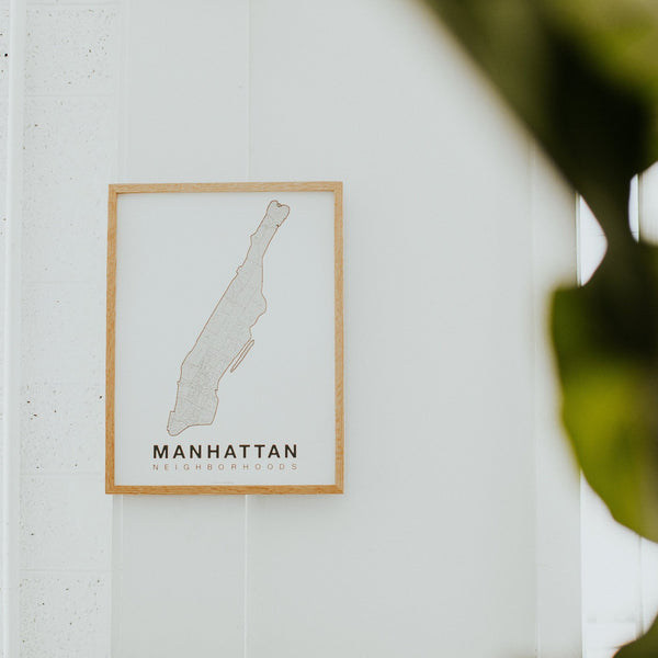 Manhattan Neighborhood Map Poster, Manhattan City Map Art Print