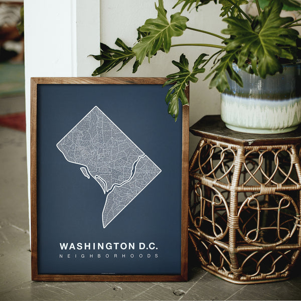 Washington D.C. Neighborhood Map Poster, Washington D.C. City Map Art Print