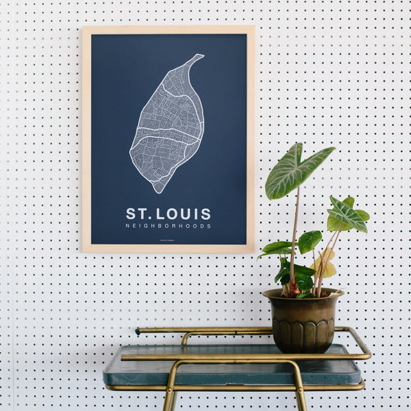 St. Louis Neighborhood Map Poster, St. Louis City Map Art Print
