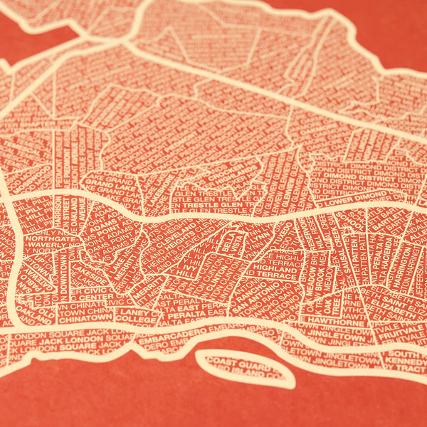 Oakland Neighborhood Map Poster, Oakland City Map Art Print