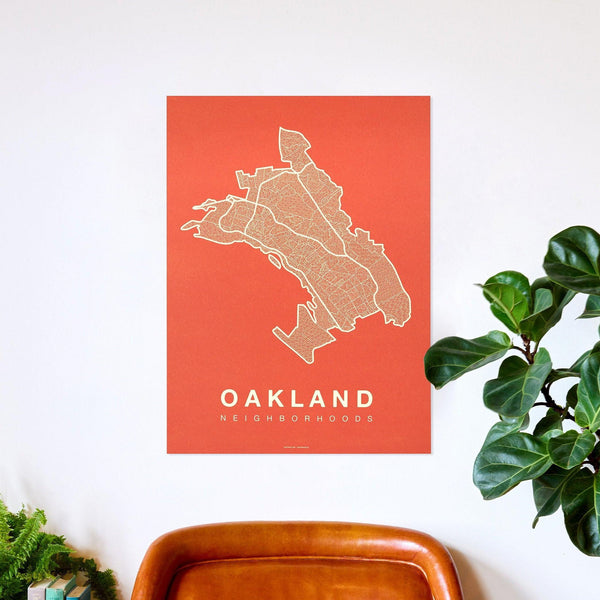 Oakland Neighborhood Map Poster, Oakland City Map Art Print