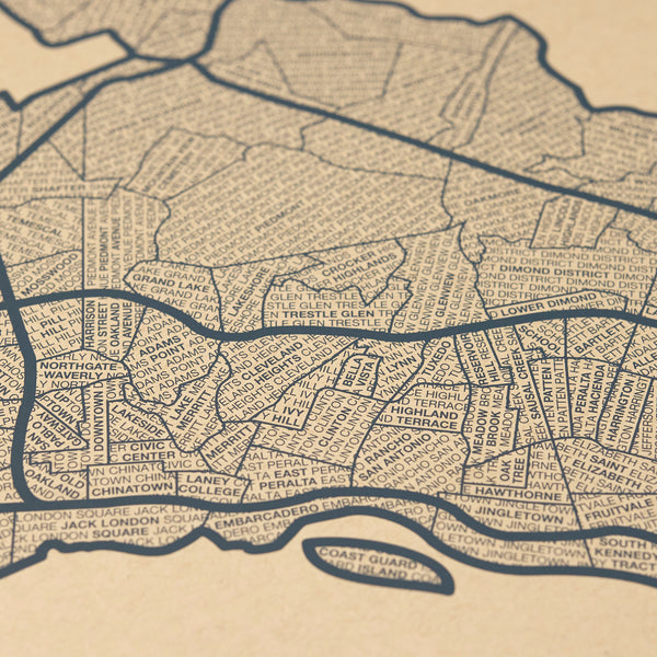 Oakland Neighborhood Map Poster, Oakland City Map Art Print