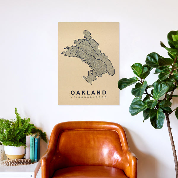 Oakland Neighborhood Map Poster, Oakland City Map Art Print