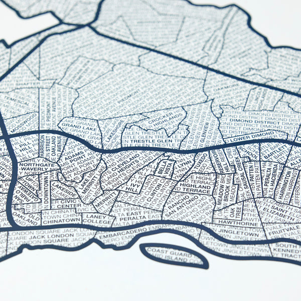 Oakland Neighborhood Map Poster, Oakland City Map Art Print