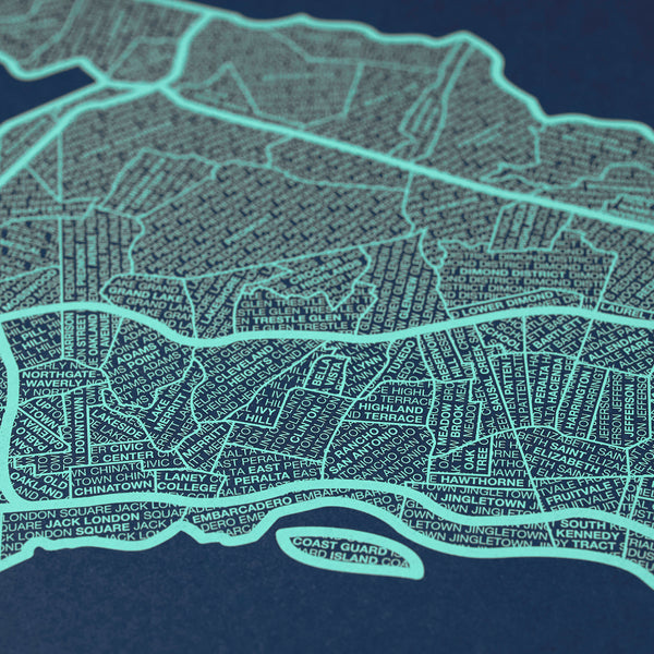 Oakland Neighborhood Map Poster, Oakland City Map Art Print
