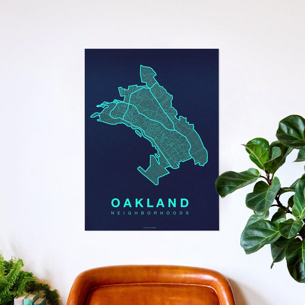 Oakland Neighborhood Map Poster, Oakland City Map Art Print