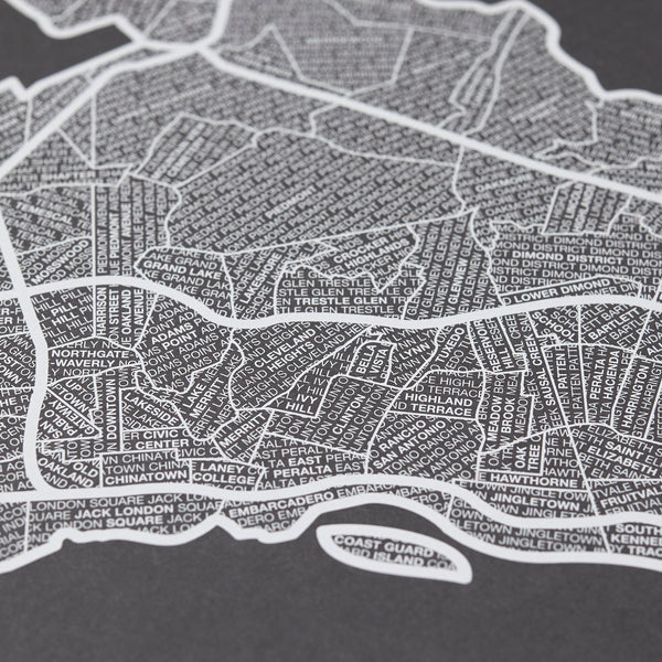 Oakland Neighborhood Map Poster, Oakland City Map Art Print