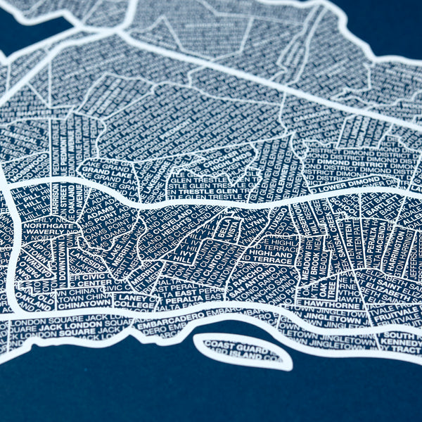 Oakland Neighborhood Map Poster, Oakland City Map Art Print