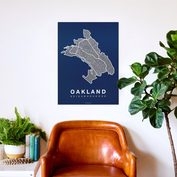 Oakland Neighborhood Map Poster, Oakland City Map Art Print