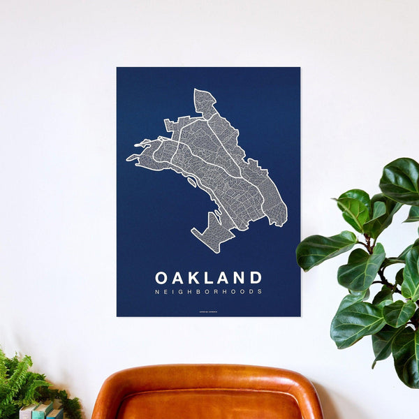 Oakland Neighborhood Map Poster, Oakland City Map Art Print