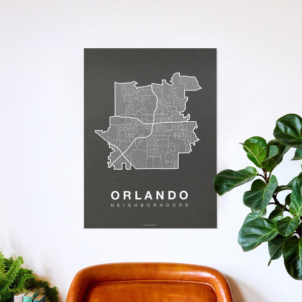 Orlando Neighborhood Map Poster, Orlando City Map Art Print
